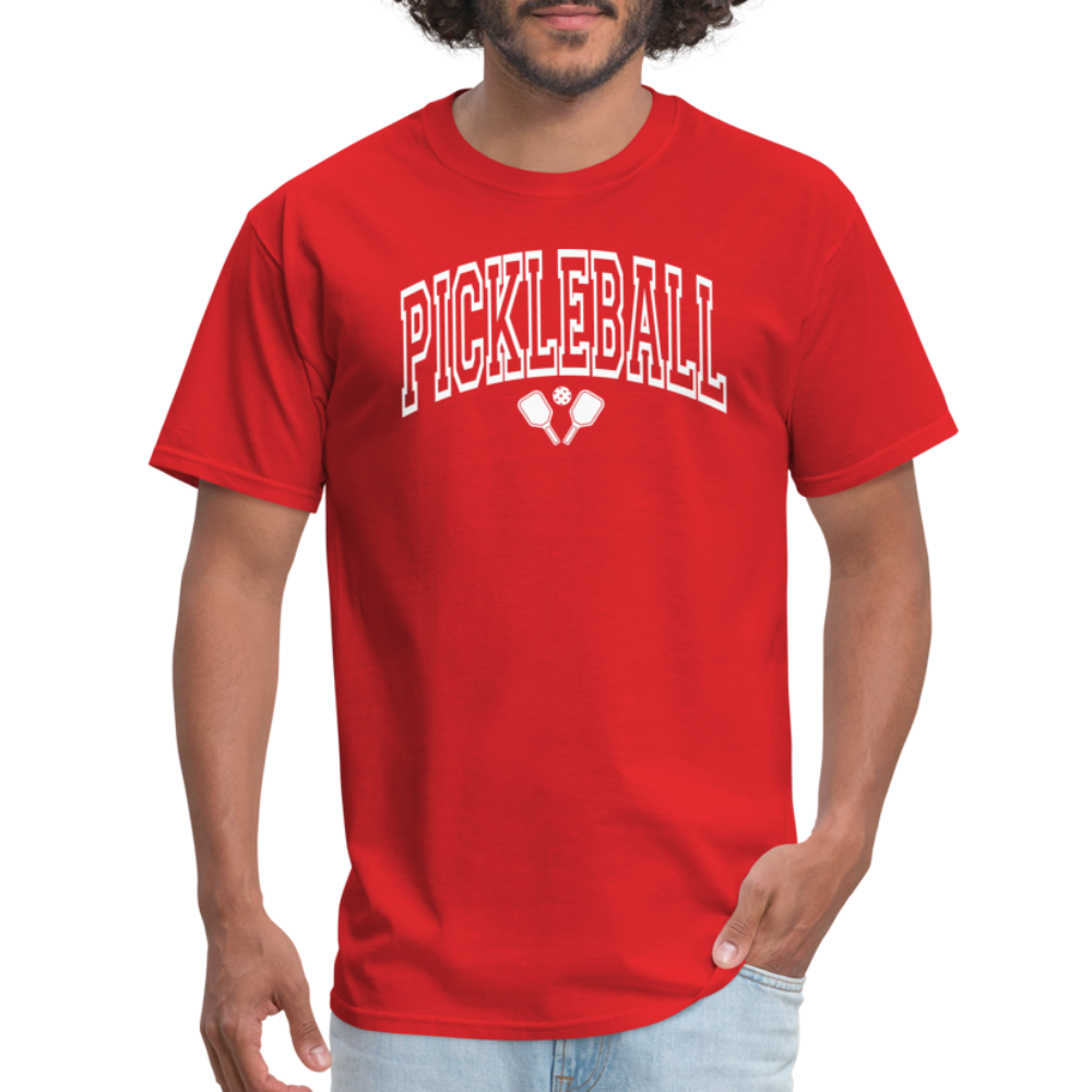 Pickleball T-Shirt (Arched White Letters) - red