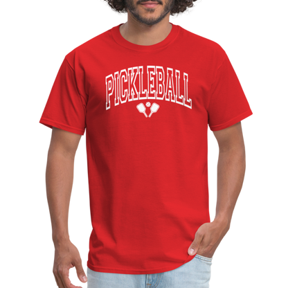 Pickleball T-Shirt (Arched White Letters) - red