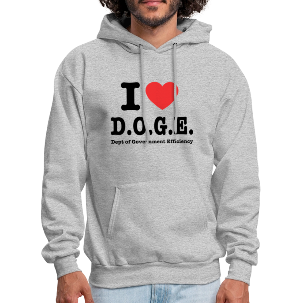 I Love D.O.G.E (I Heart Dept of Government Efficiency) Hoodie - heather gray