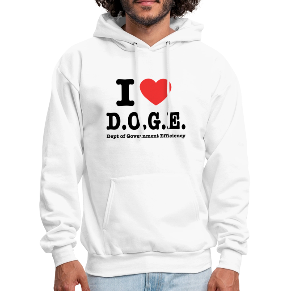 I Love D.O.G.E (I Heart Dept of Government Efficiency) Hoodie - white