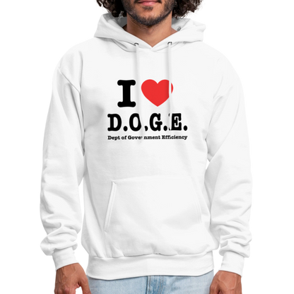 I Love D.O.G.E (I Heart Dept of Government Efficiency) Hoodie - white