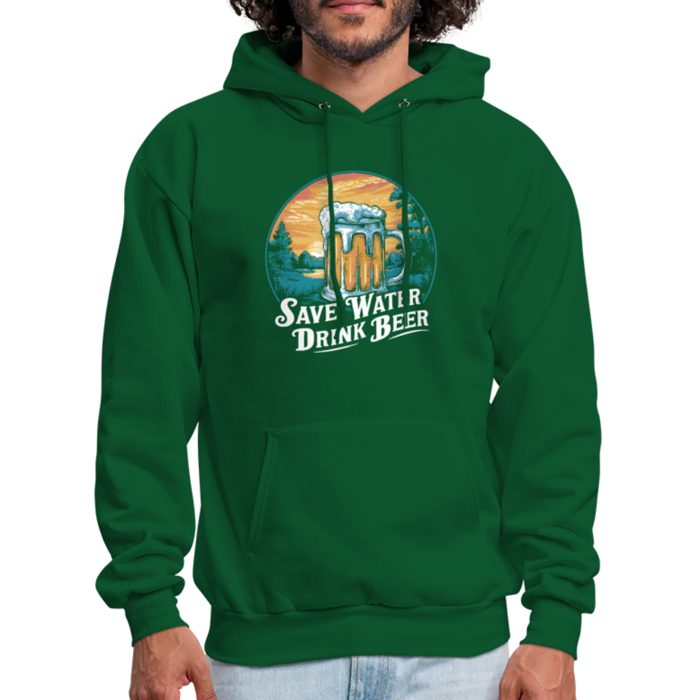 Men's Save Water Drink Beer (Funny Beer Drinking) Hoodie - Color: charcoal grey