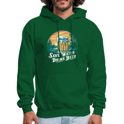 Men's Save Water Drink Beer (Funny Beer Drinking) Hoodie - Color: charcoal grey