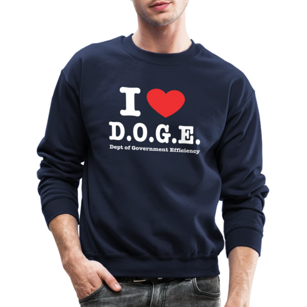 I Heart D.O.G.E (I Love Dept of Government Efficiency) Sweatshirt - navy