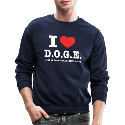 I Heart D.O.G.E (I Love Dept of Government Efficiency) Sweatshirt - navy