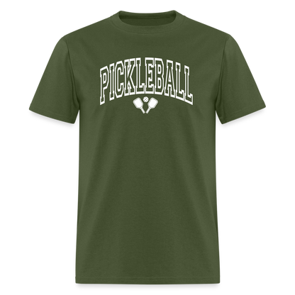 Pickleball T-Shirt (Arched White Letters) - military green