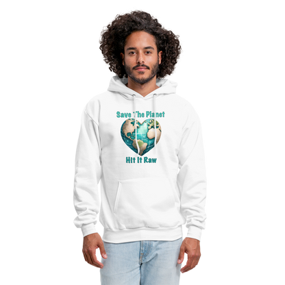 Save The Planet Hit It Raw Hoodie (Fun Environmental Awareness) Color: forest green