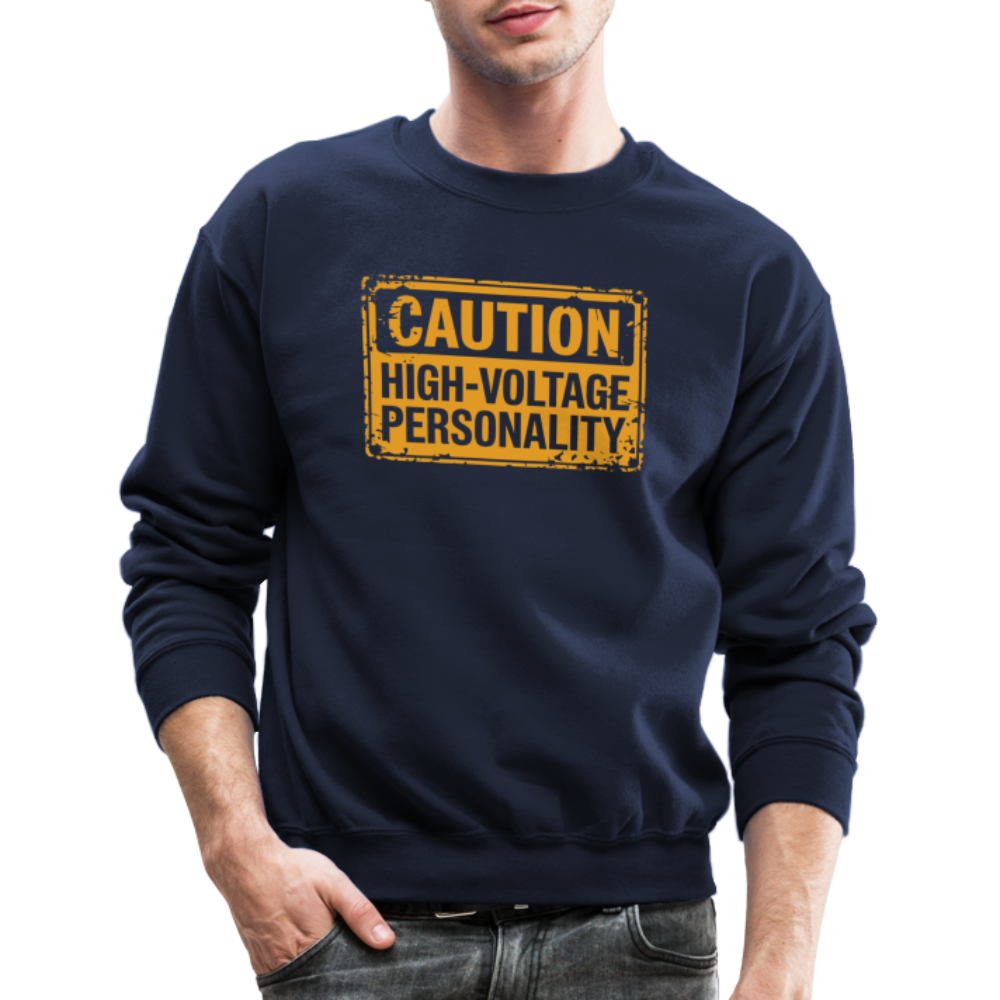 Caution High Voltage Personality Sweatshirt - navy