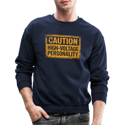 Caution High Voltage Personality Sweatshirt - navy