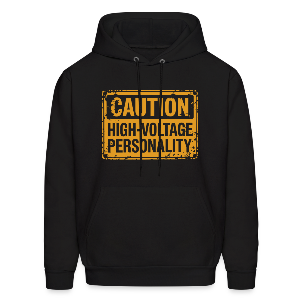 Caution High Voltage Personality Hoodie - black