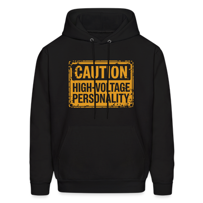 Caution High Voltage Personality Hoodie - black