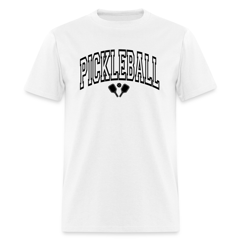 Pickleball T-Shirt (Arched Black Letters) - white