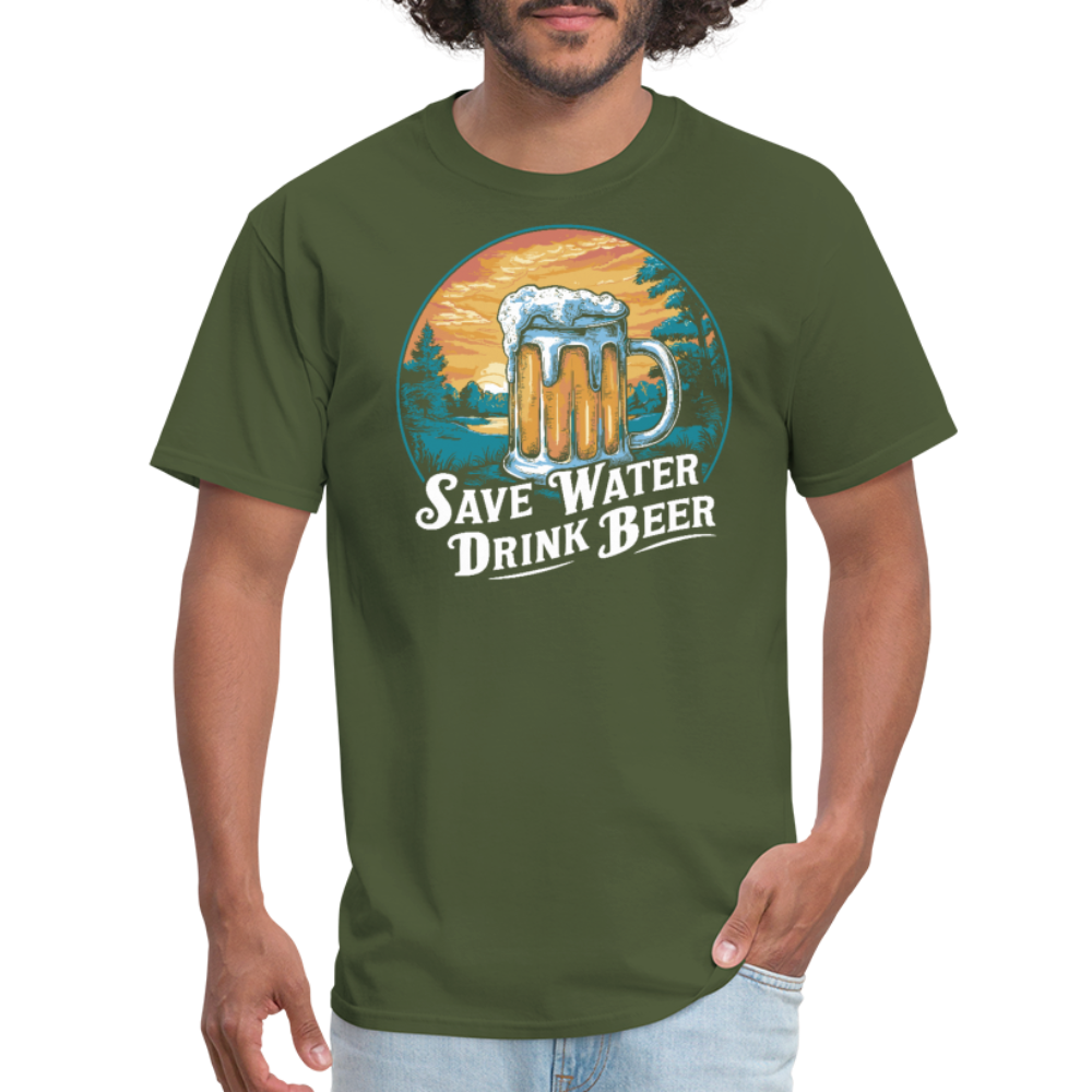 Save Water Drink Beer (Funny Beer Drinking) T-Shirt Color: black