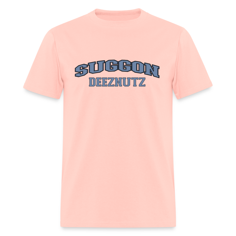 Suggon Deeznutz T-Shirt (in Blue Ball Colors - Funny Sexual Humor) Color: blush pink