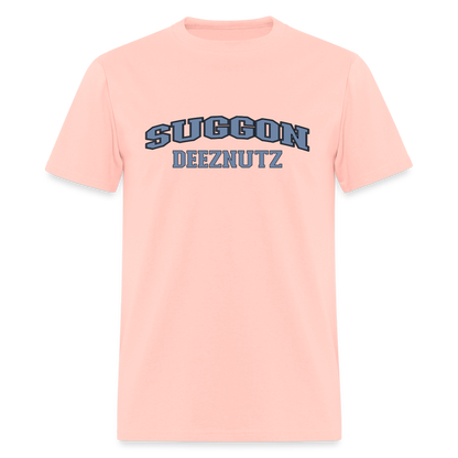 Suggon Deeznutz T-Shirt (in Blue Ball Colors - Funny Sexual Humor) Color: blush pink