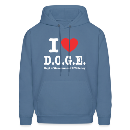 I Heart D.O.G.E (I Love Dept of Government Efficiency) Hoodie - denim blue