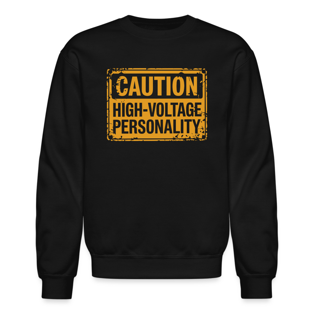 Caution High Voltage Personality Sweatshirt - black