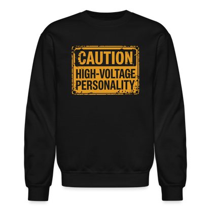 Caution High Voltage Personality Sweatshirt - black