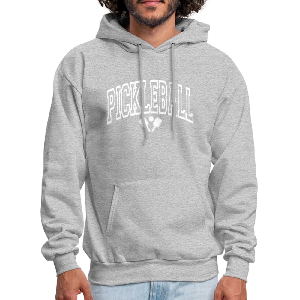 Pickleball Hoodie (Arched White Letters) - heather gray