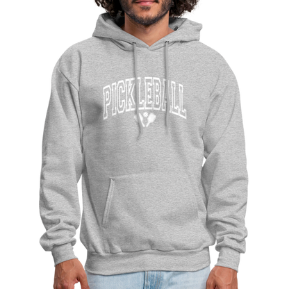 Pickleball Hoodie (Arched White Letters) - heather gray