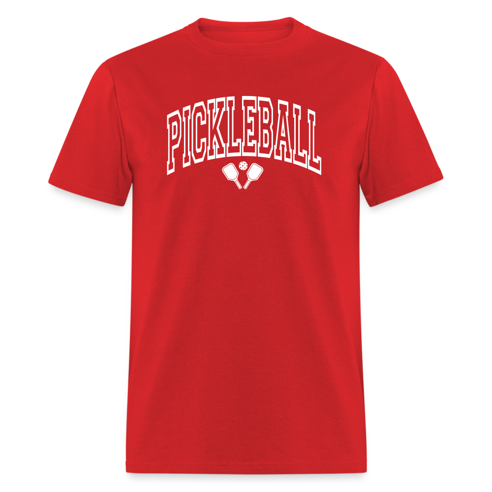 Pickleball T-Shirt (Arched White Letters) - red