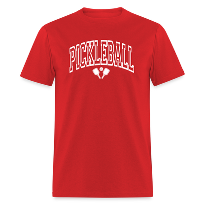 Pickleball T-Shirt (Arched White Letters) - red