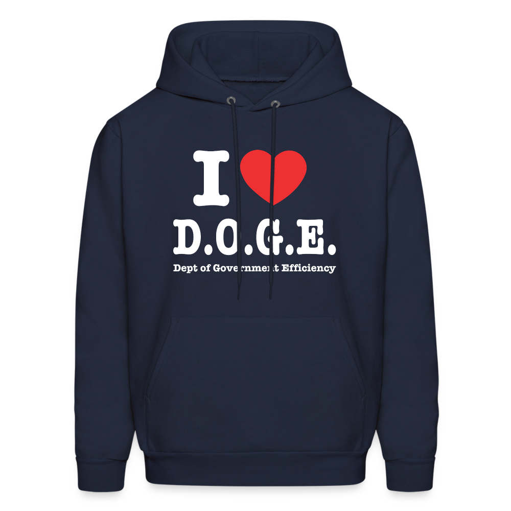 I Heart D.O.G.E (I Love Dept of Government Efficiency) Hoodie - navy