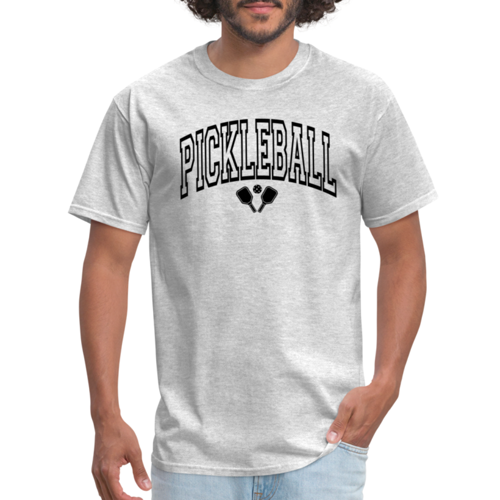 Pickleball T-Shirt (Arched Black Letters) - heather gray