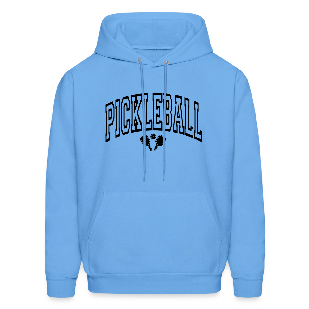 Pickleball Hoodie (Arched Black Letters) - carolina blue