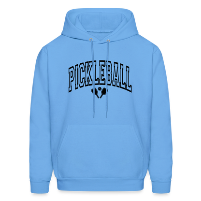 Pickleball Hoodie (Arched Black Letters) - carolina blue