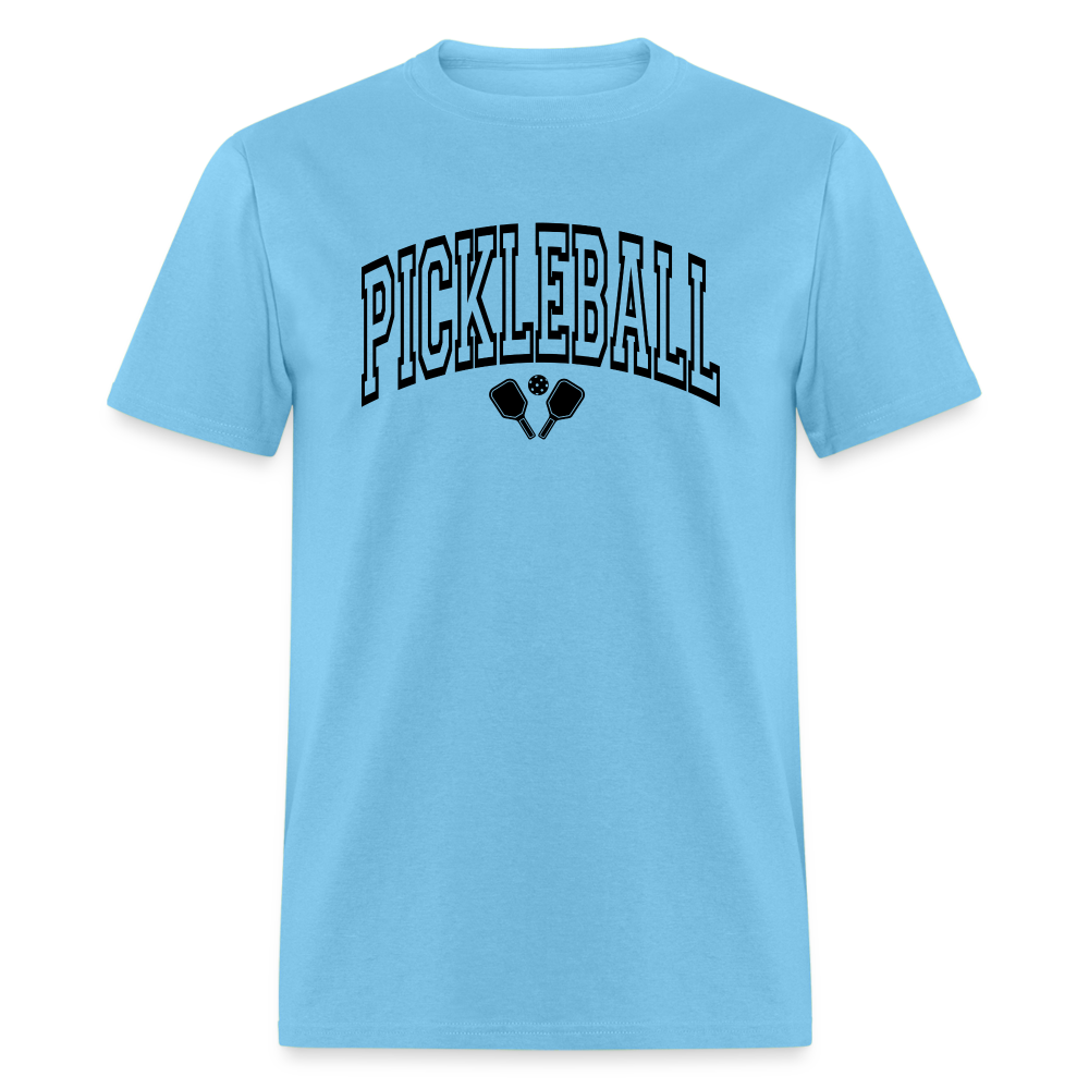 Pickleball T-Shirt (Arched Black Letters) - aquatic blue