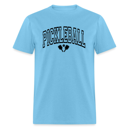 Pickleball T-Shirt (Arched Black Letters) - aquatic blue