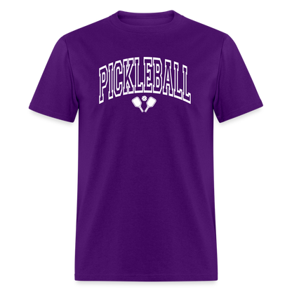 Pickleball T-Shirt (Arched White Letters) - purple