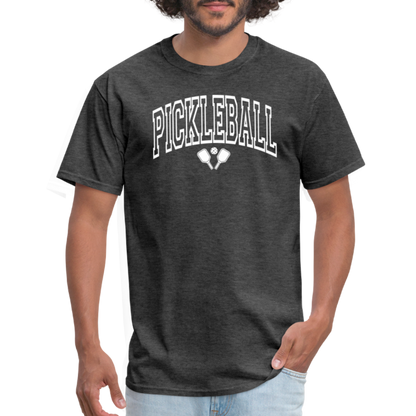 Pickleball T-Shirt (Arched White Letters) - heather black