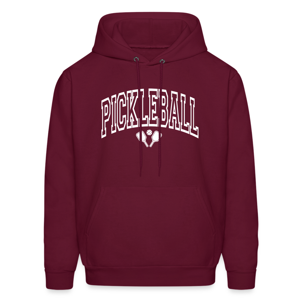 Pickleball Hoodie (Arched White Letters) - burgundy