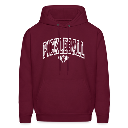 Pickleball Hoodie (Arched White Letters) - burgundy