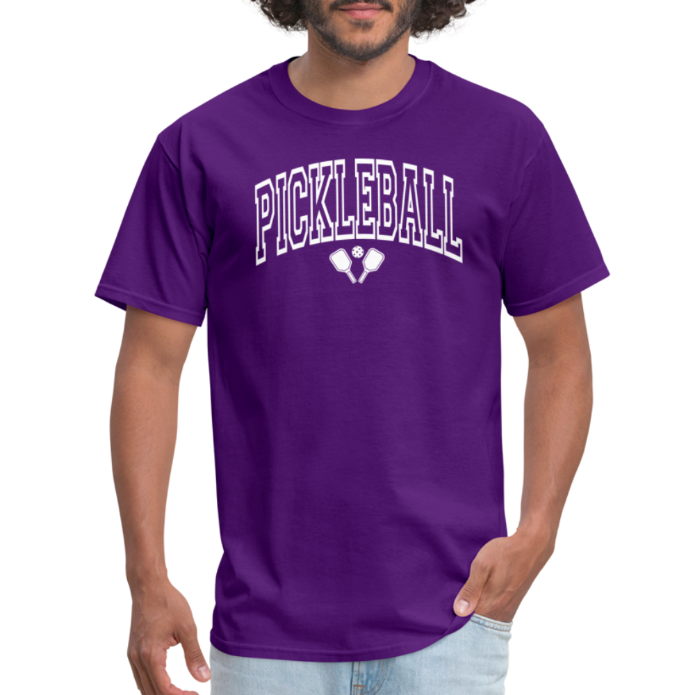 Pickleball T-Shirt (Arched White Letters) - purple