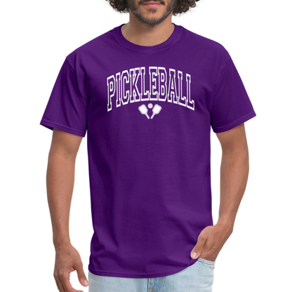 Pickleball T-Shirt (Arched White Letters) - purple