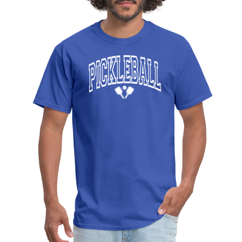 Pickleball T-Shirt (Arched White Letters) - royal blue