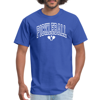 Pickleball T-Shirt (Arched White Letters) - royal blue