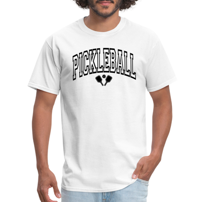 Pickleball T-Shirt (Arched Black Letters) - white