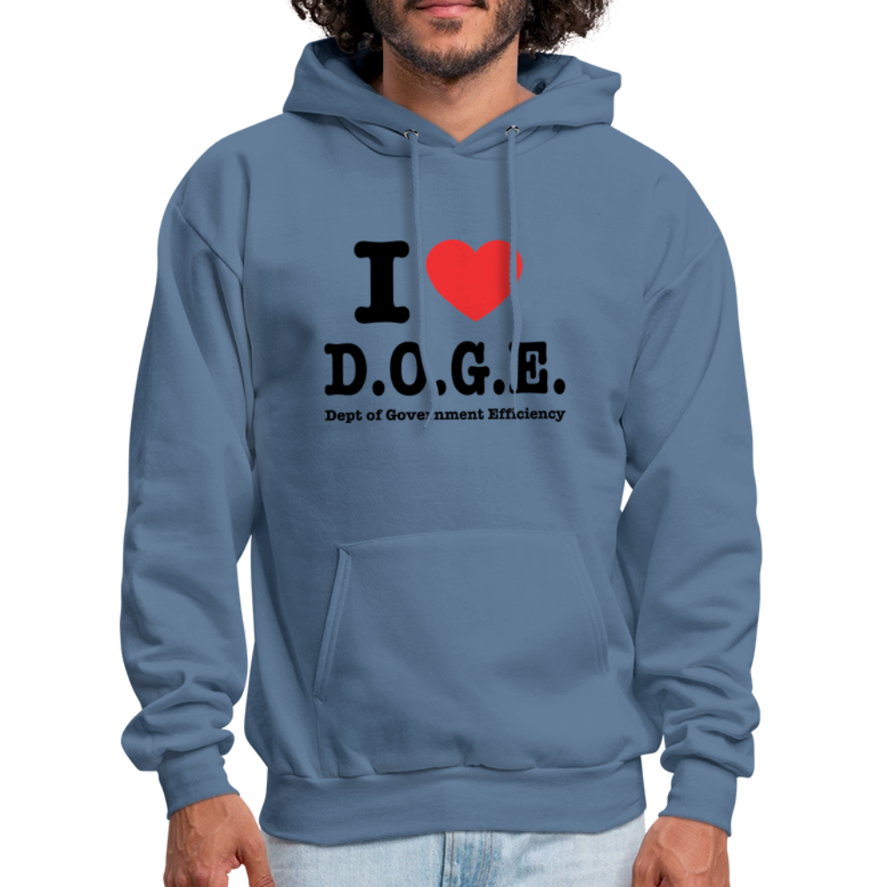 I Love D.O.G.E (I Heart Dept of Government Efficiency) Hoodie - denim blue