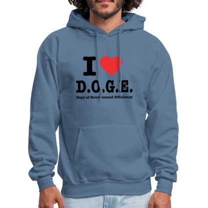 I Love D.O.G.E (I Heart Dept of Government Efficiency) Hoodie - denim blue