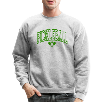 Pickleball Sweatshirt (Arched Green Letters) - heather gray