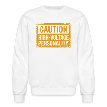 Caution High Voltage Personality Sweatshirt - white