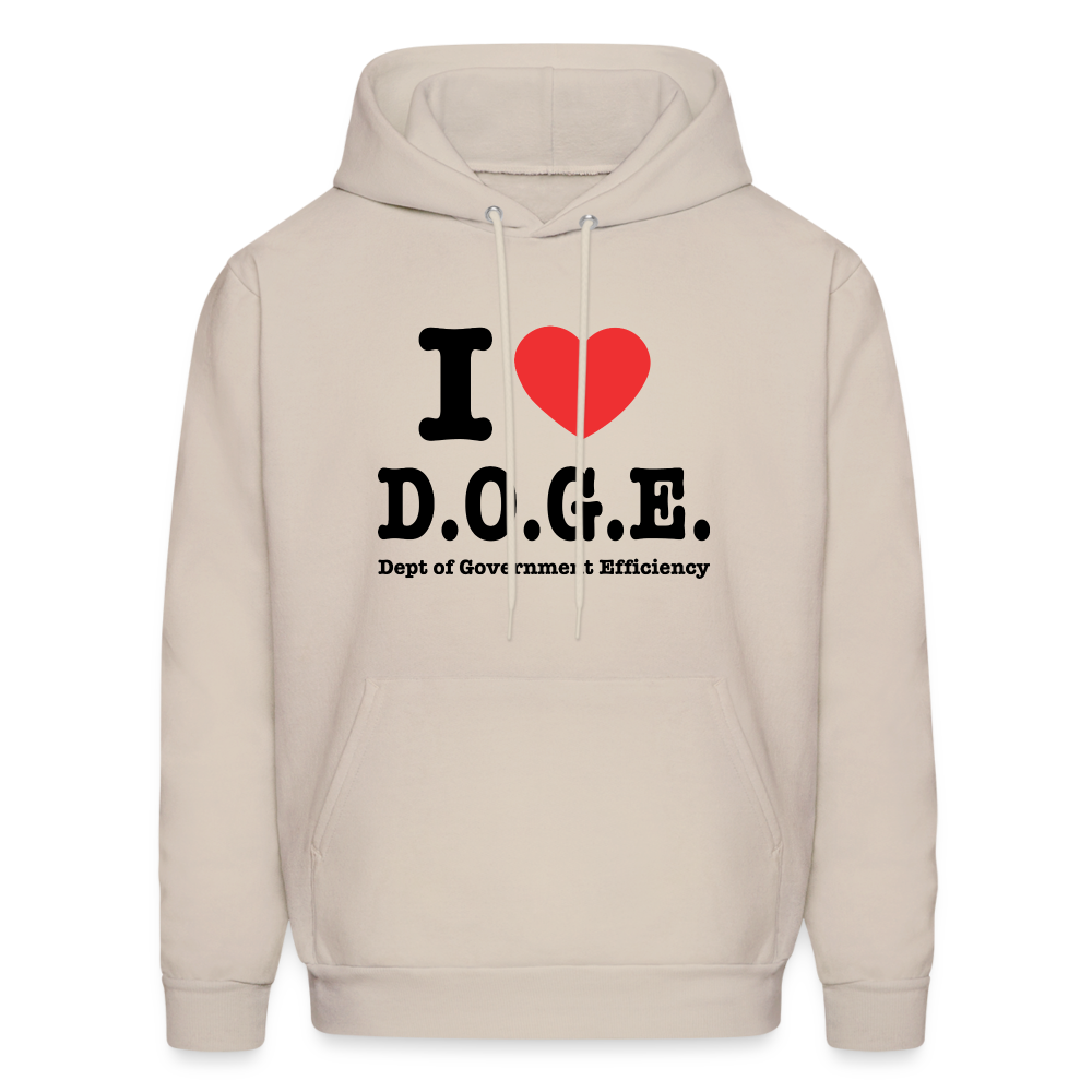 I Love D.O.G.E (I Heart Dept of Government Efficiency) Hoodie - Sand