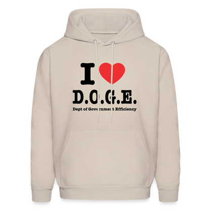 I Love D.O.G.E (I Heart Dept of Government Efficiency) Hoodie - Sand