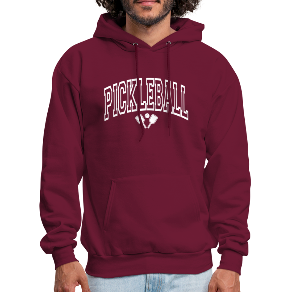 Pickleball Hoodie (Arched White Letters) - burgundy