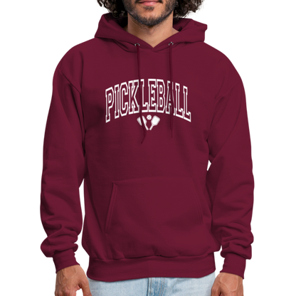 Pickleball Hoodie (Arched White Letters) - burgundy