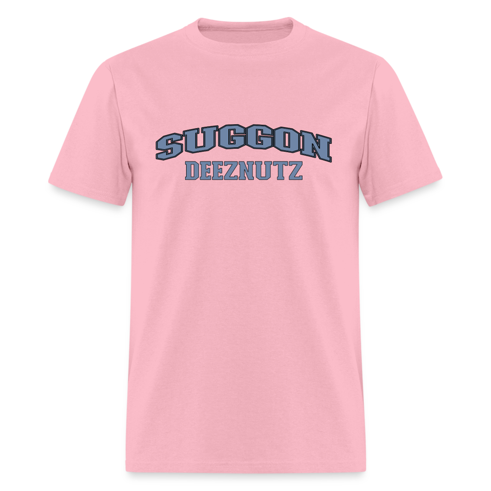 Suggon Deeznutz T-Shirt (in Blue Ball Colors - Funny Sexual Humor) Color: pink